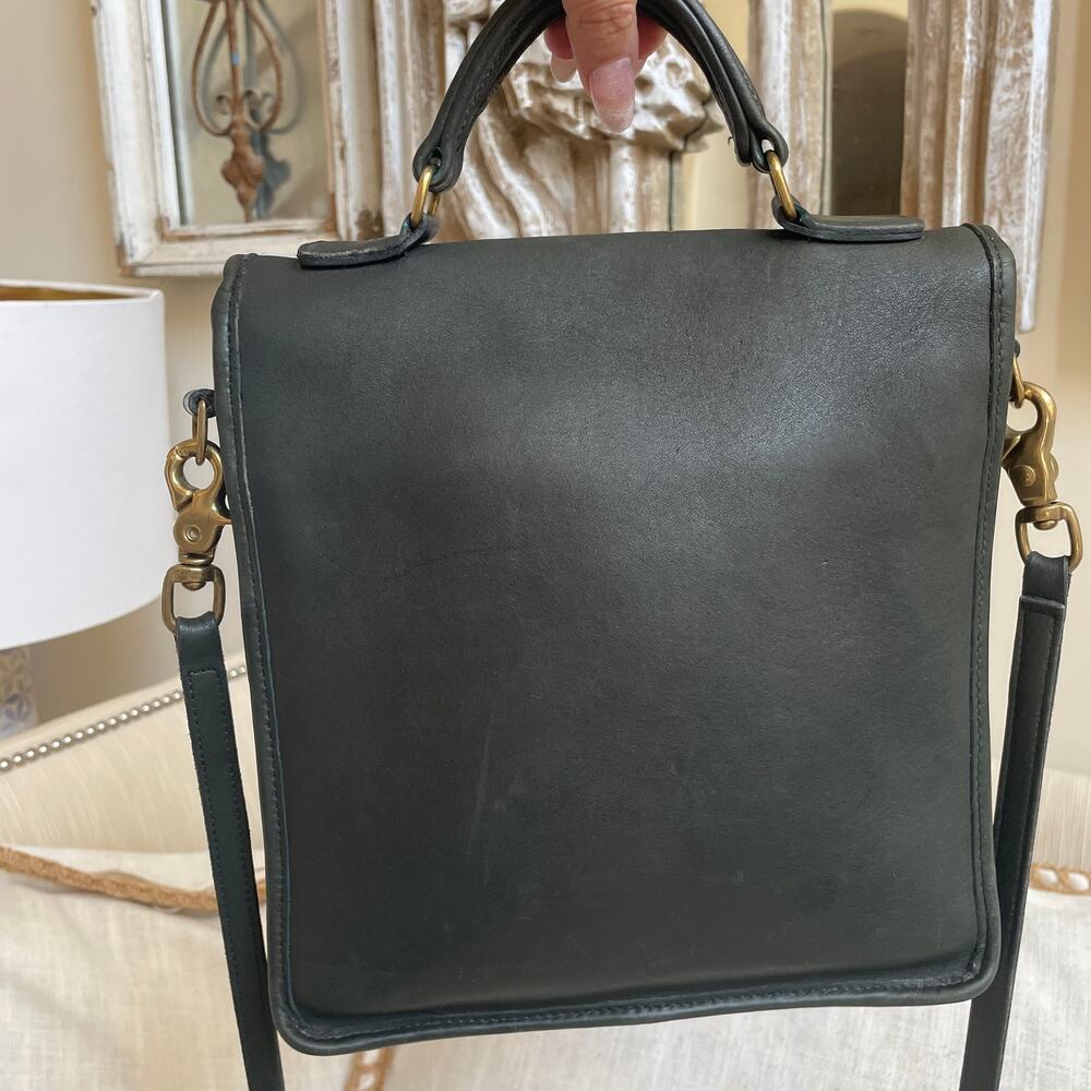 Vintage Coach Station Bag Dark Green Leather USA | Bottle, Forest Rare - Picture 4 of 10